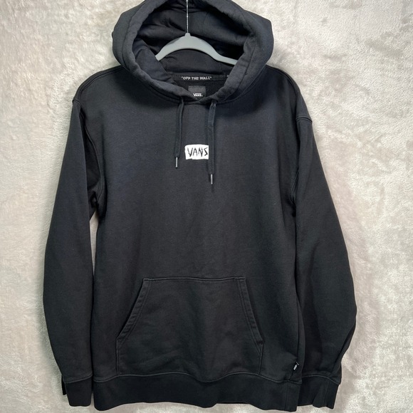 Vans Off The Wall Pullover Hoodie Black Size M Graphic Kangaroo Pocket Skate - Picture 2 of 9